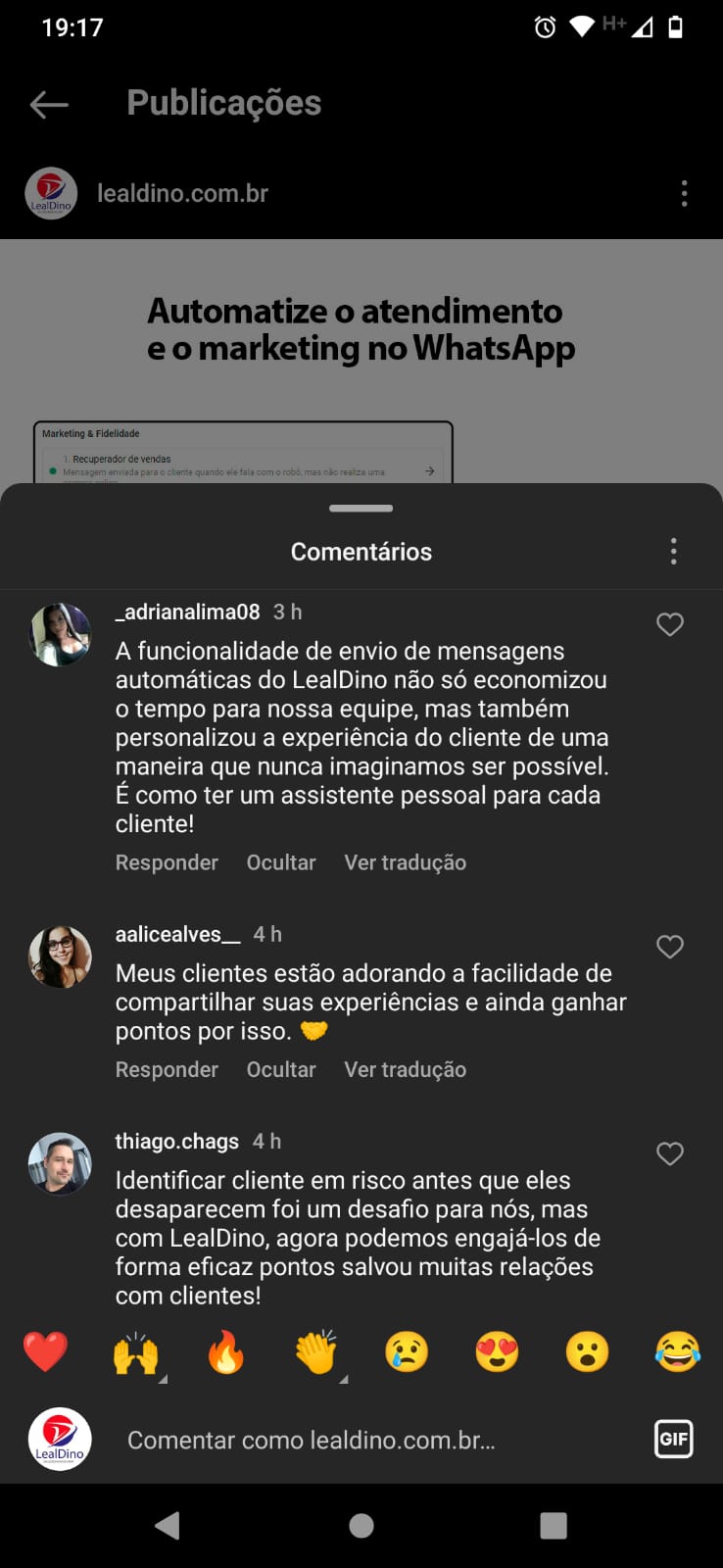 Comentário de cliente!
